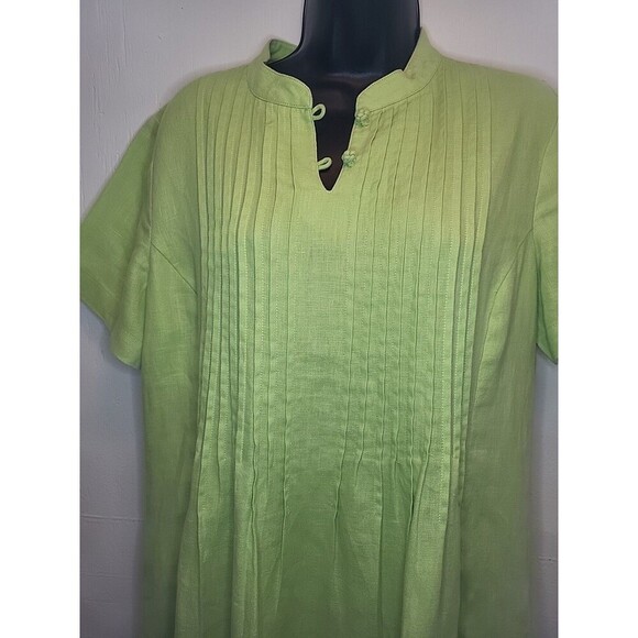 Orvis Women's Size 6/8 Shirt Sheath Dress Pleated Front Pockets Vacation Linen - Picture 3 of 7